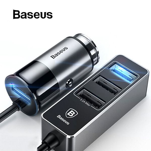 baseus 4 ports usb car charger for iphone x 8 7 6 samsung xiaomi car phone charger with multiple expand chargers